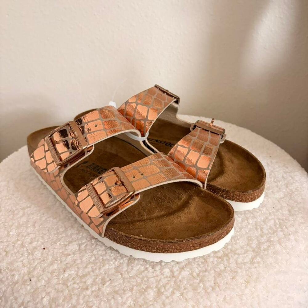 Birkenstock Arizona Gator Gleam Metallic Sandals 40 EU - Picture 2 of 8